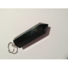  Bloodstone Pendant Point with Black Cord